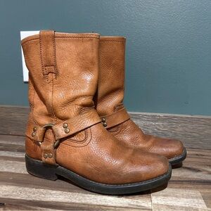 Frye Kids Harness Boots • Brown Leather Western Moto Style • Youth Size 2